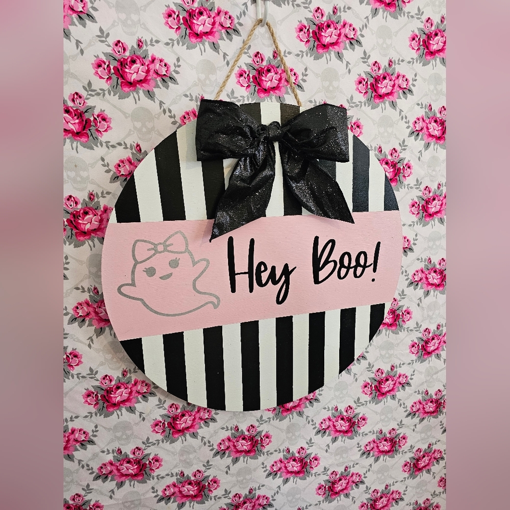Hey Boo door hanger sign